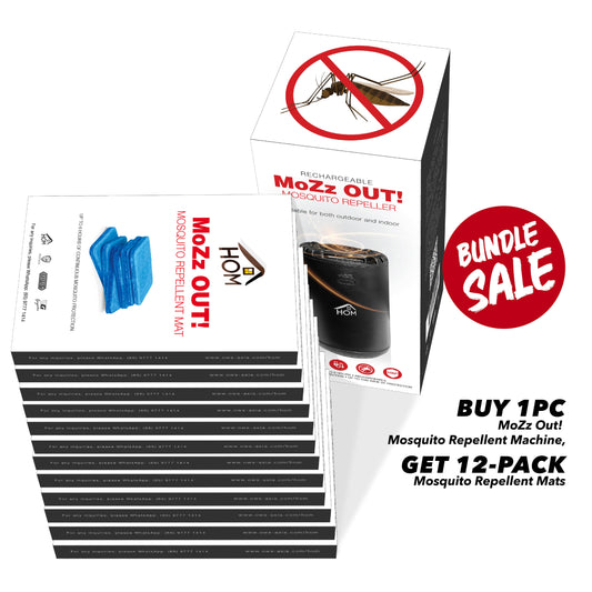 HOM MoZz OUT! Mosquito Repellent Machine + FREE 12-Pack Mosquito Repellent Mats